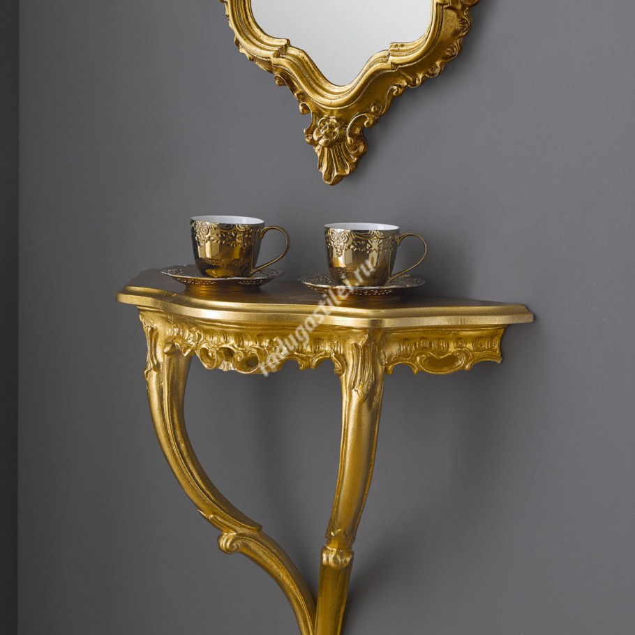 Консоль Золотая с деревянной столешницей Hermitage Gold