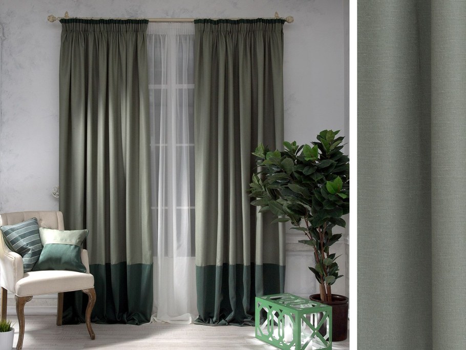 Шторы серо зеленые
