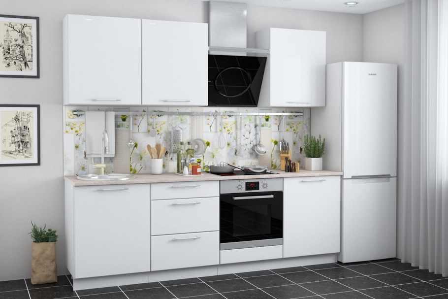 Кухня Ксения белый глянец