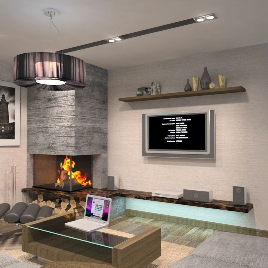 Гостиная в стиле Минимализм с камином