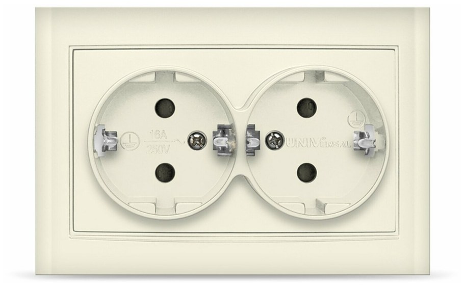 Розетка 2-м бриллиант с заземлением белый (7947533)