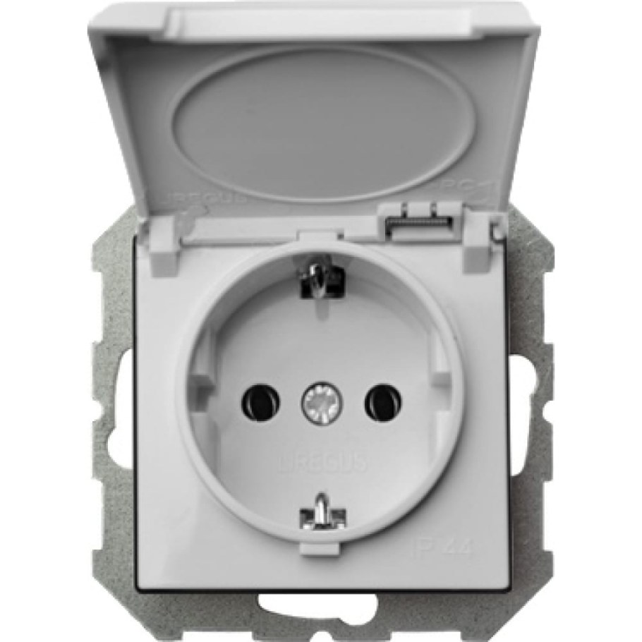 Розетка 1 пост Liregus epsilon ip44 с заземлением, белый