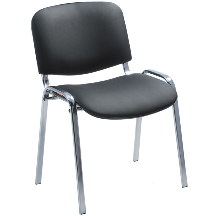 Изо-м стул (кожзам PV-1 черный, каркас хром) (мек ко ВОМВ)