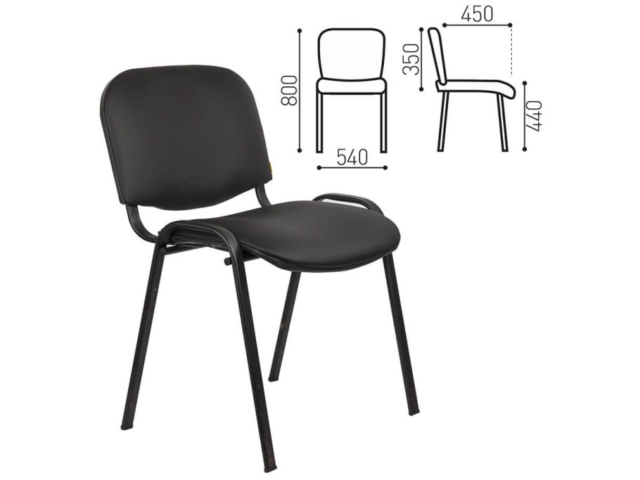 Стул для посетителей изо, каркас черный / к/з z11 черный, шт (7047129)