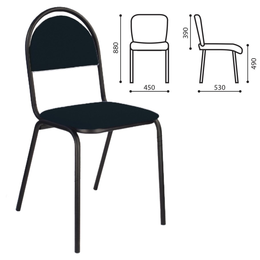 Стул для посетителей рс00м, черный каркас, кожзам черный