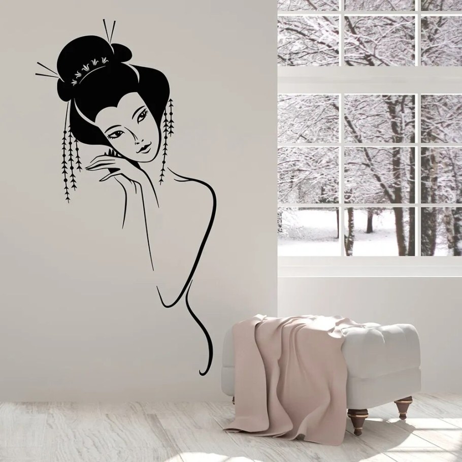 Трафарет в японском стиле на стену