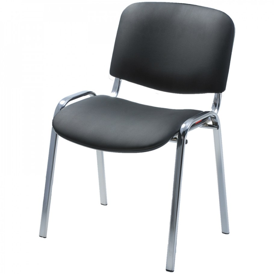 Изо-м стул (кожзам PV-1 черный, каркас хром) (мек ко ВОМВ)