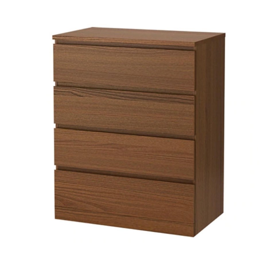 Malm МАЛЬМ комод с 6 ящиками, коричневая морилка ясеневый шпон80x123 см