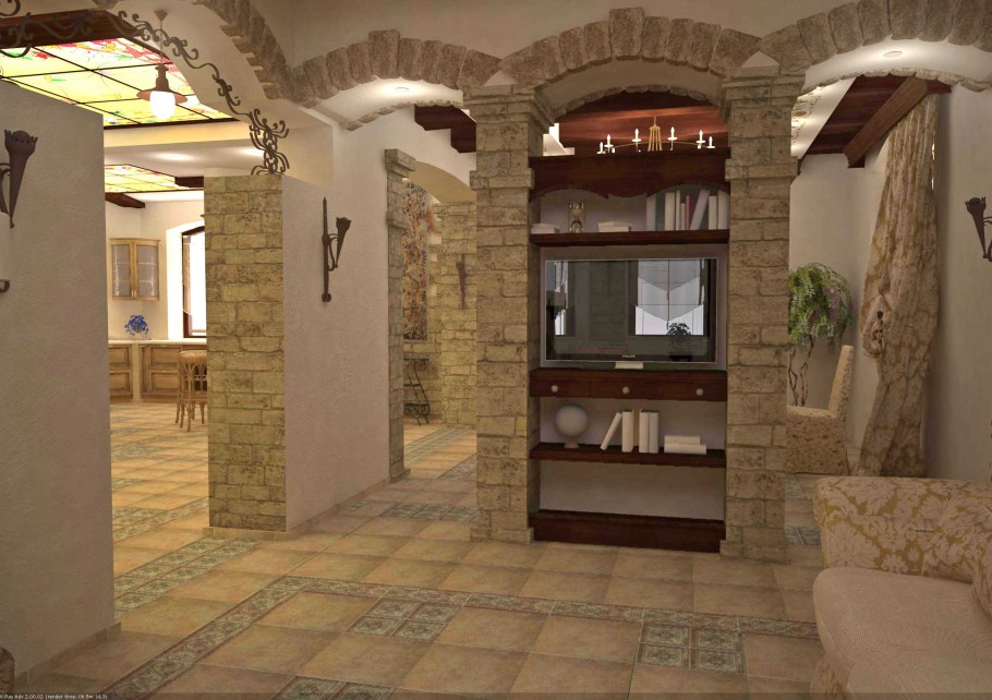 Отделка арки искусственным камнем