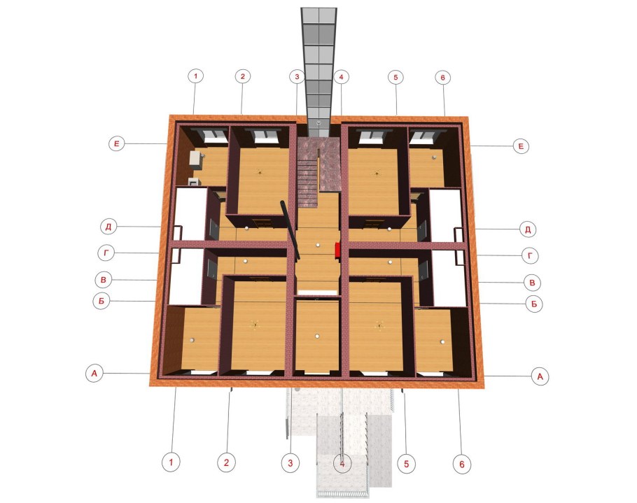 План первого этажа двухподъездного дома