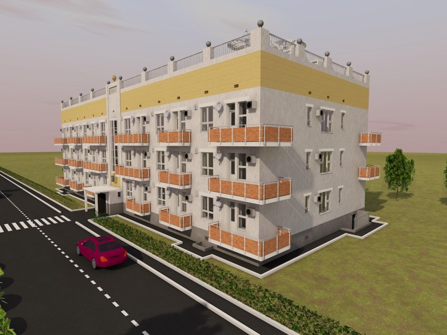 Трехэтажный панельный дом