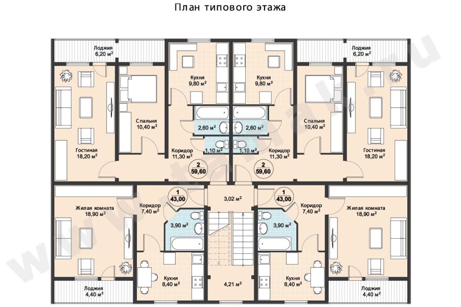 Планировка 4 этажного дома