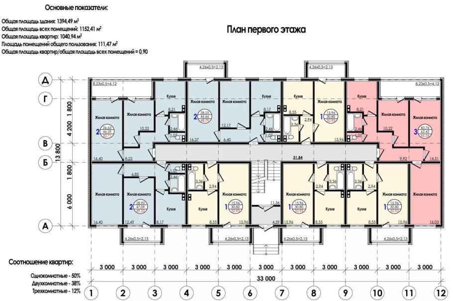Планировка этажа многоэтажного жилого дома