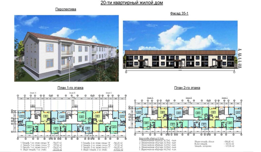 Двухэтажный многоквартирный дом планировка