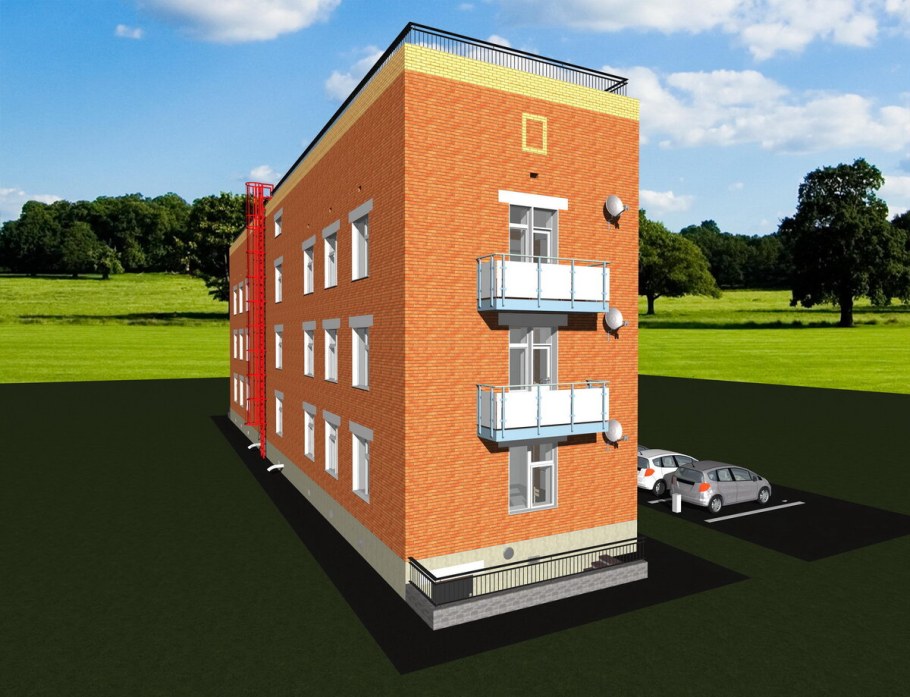 Трехэтажный одноподъездный дом