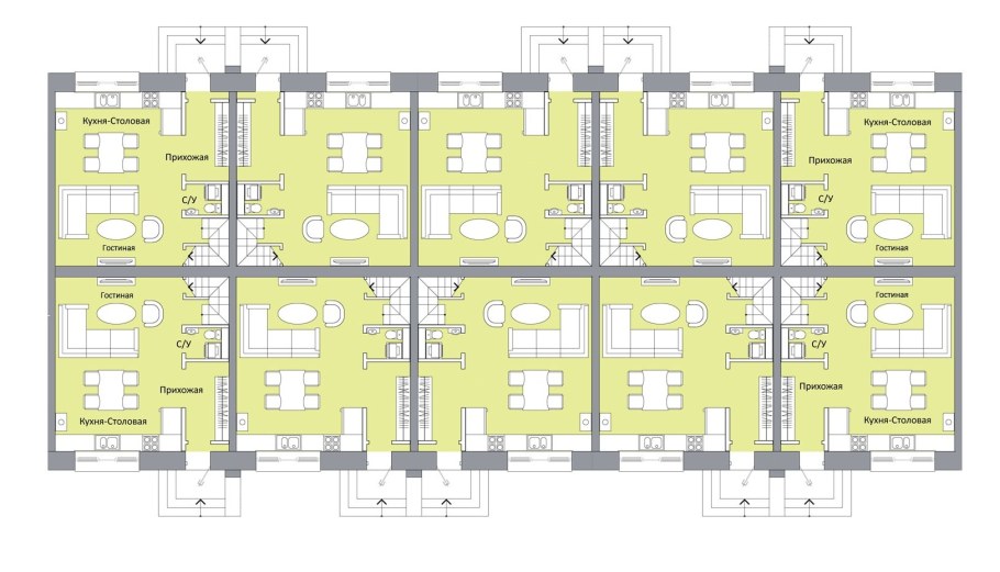 Блокированный дом план