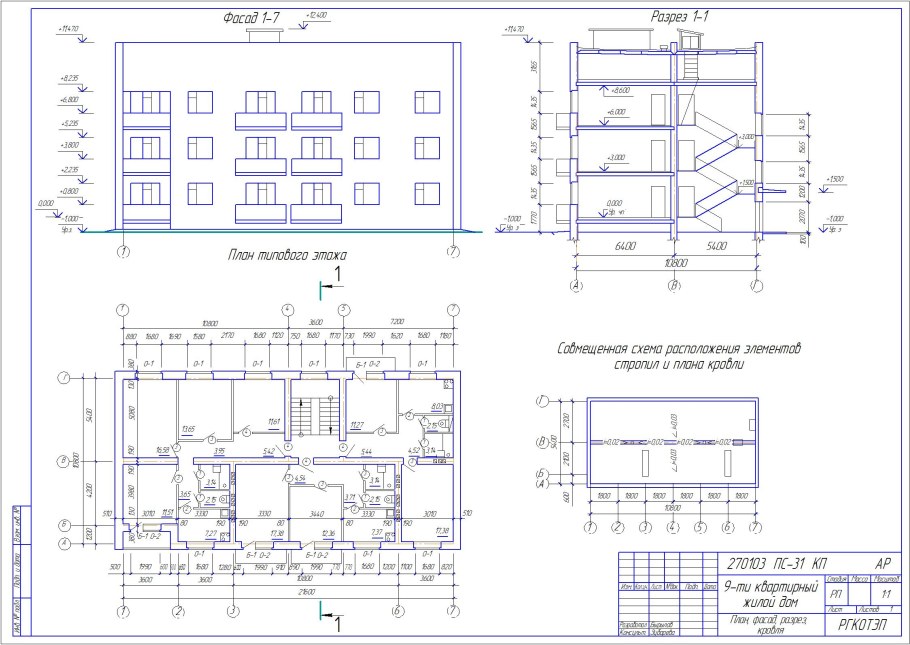 Фасад 3 этажного здания чертеж