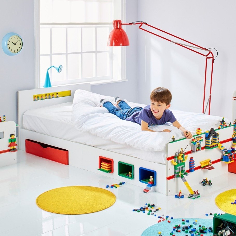 Кровать Room 2 build Bedroom Kids LEGO - Single Bed with Storage, Toy Box, Bookshelf