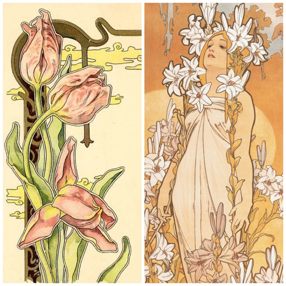 Лилии Модерн Альфонс Муха