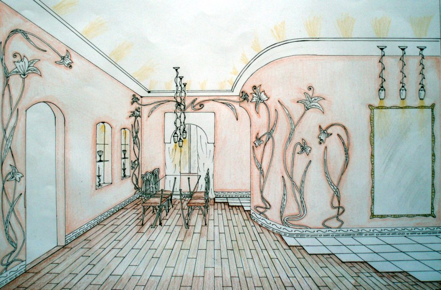 Арт нуво комната перспектива