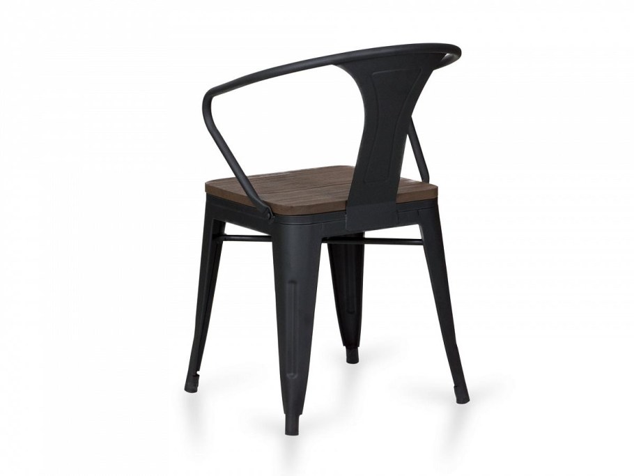 Стул nowy styl «изо». Каркас черный, обивка ткань коричневая с 24.