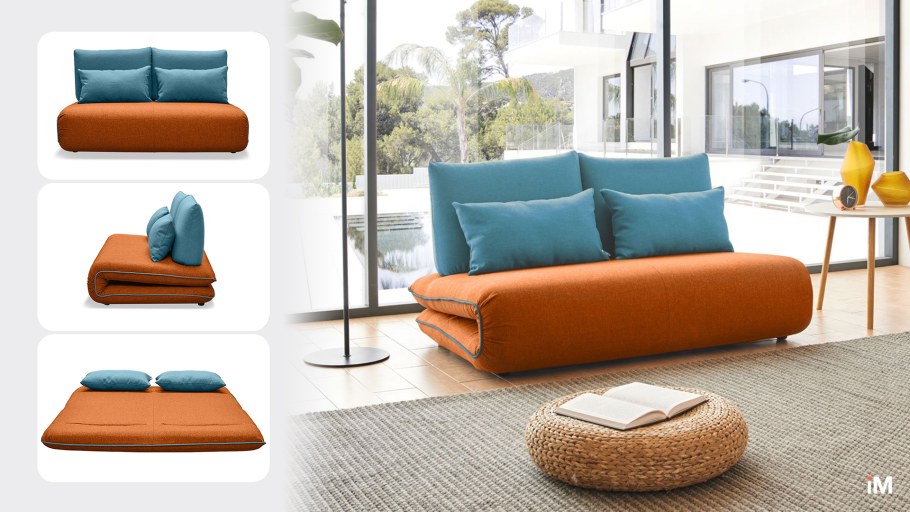 Диван-кровать Justin-2 темно-серый/желтый