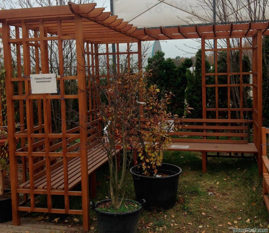 Пергола для винограда с лавочкой