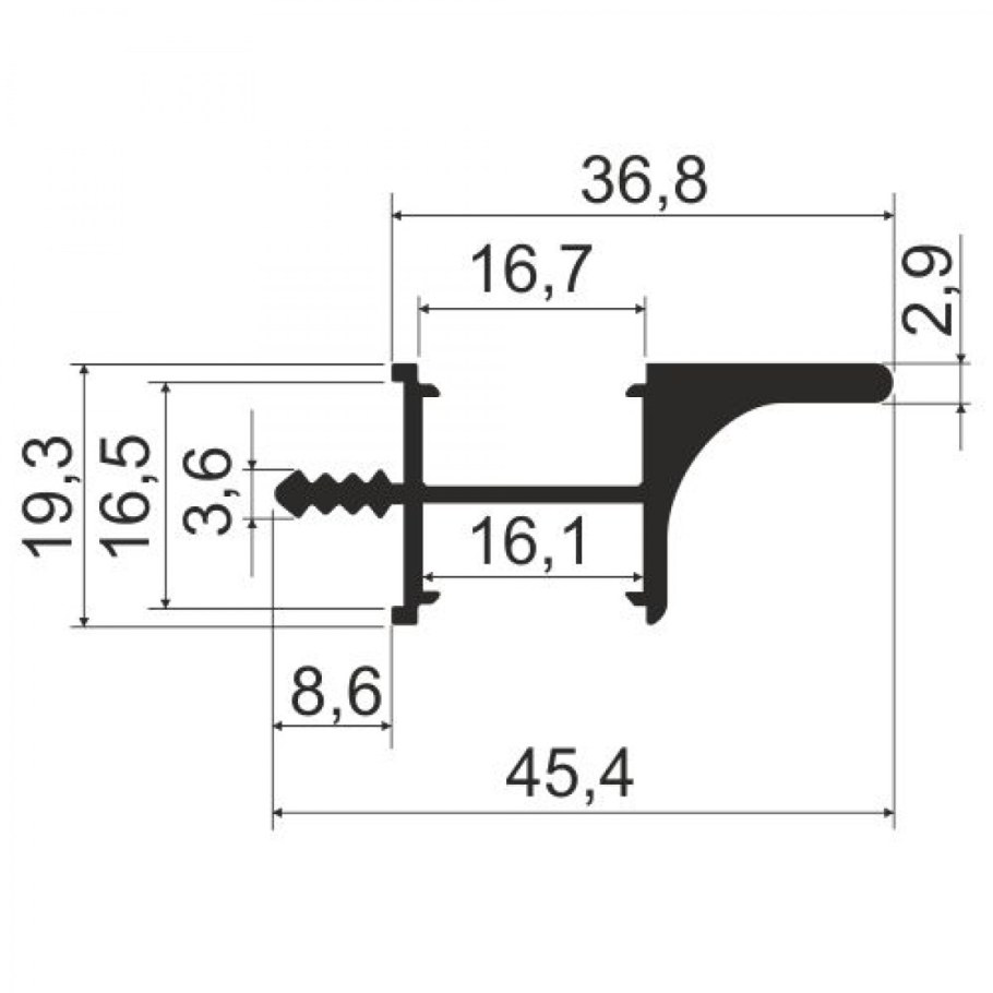 Профиль врезной с двухсторонней подсветкой KB 94