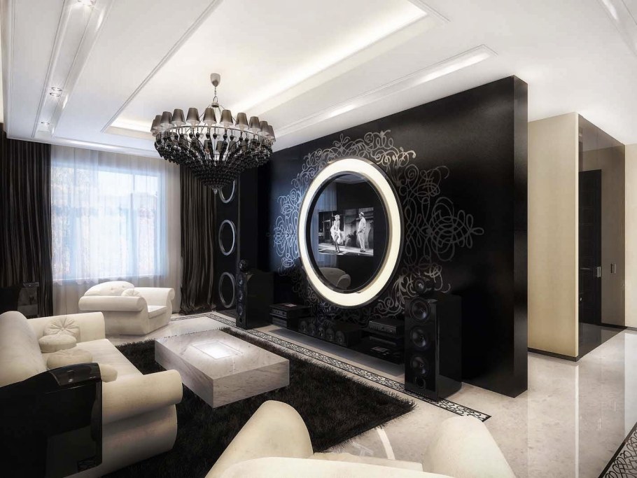 Гостиная в черно белом стиле