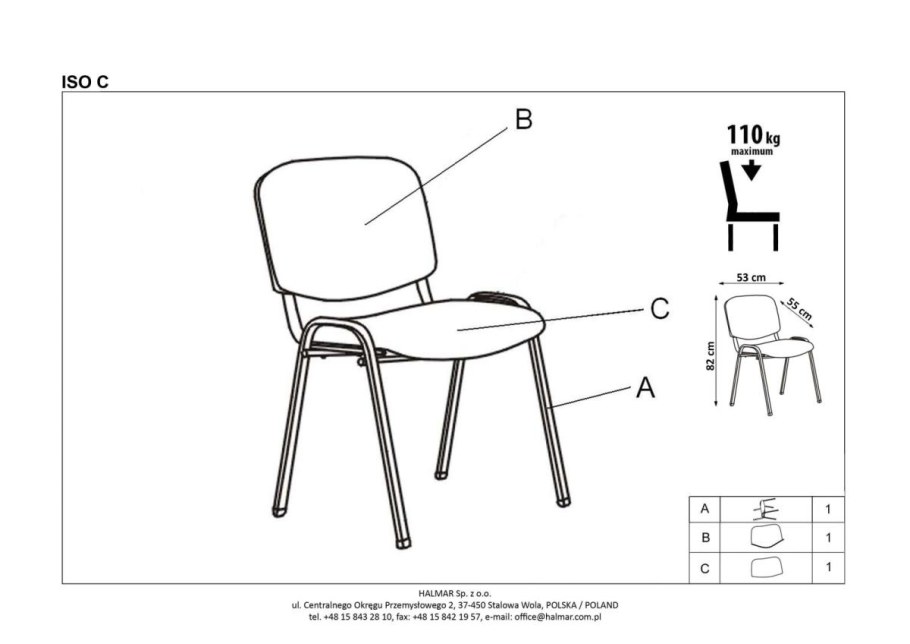 Стул офисный Halmar ISO C