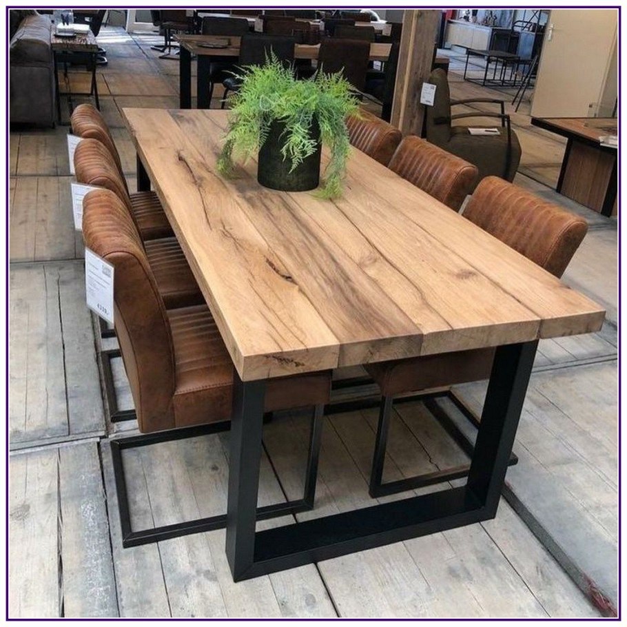 Деревянный стол в стиле лофт