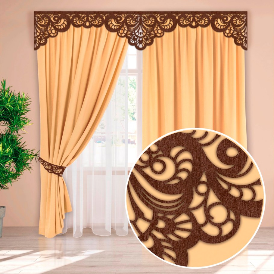 Ажурные ламбрекены с портьерами