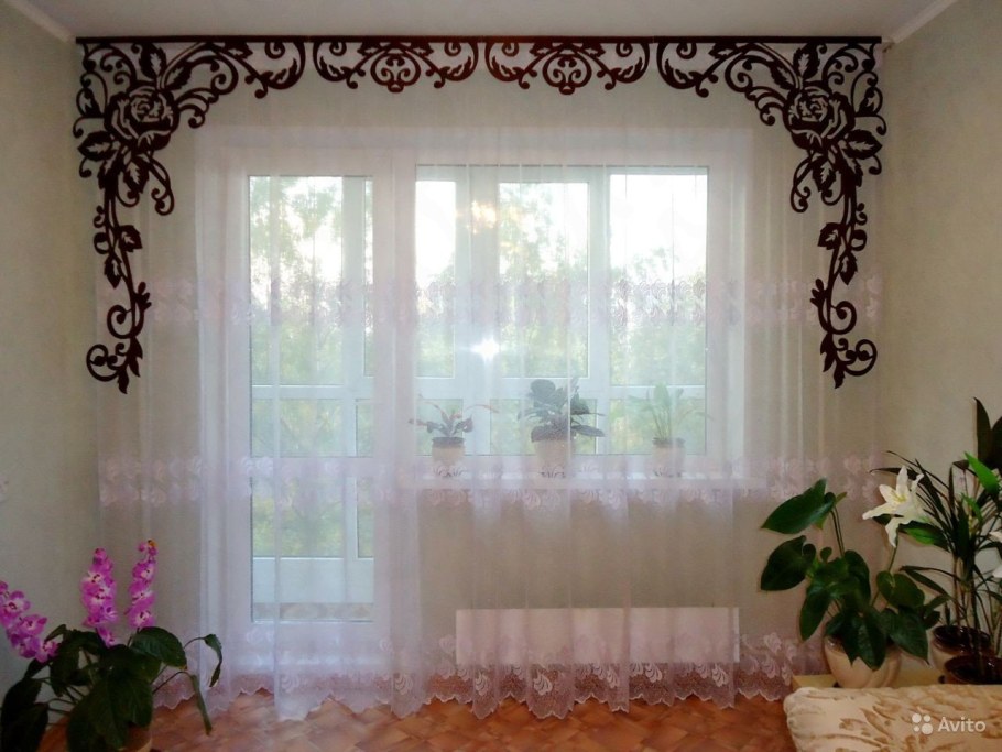 Тюль с ажурным ламбрекеном