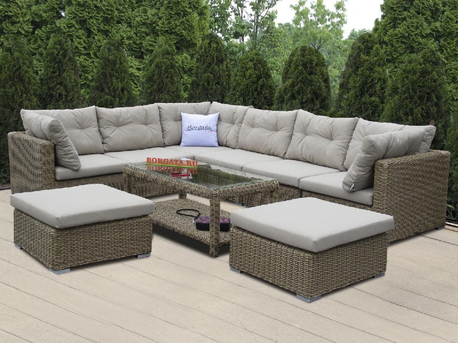 Модуль угловой/завершающий Lagune nature из искусственного ротанга