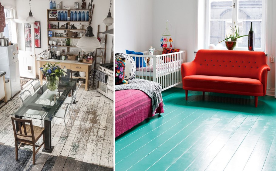 Окрашенный деревянный пол