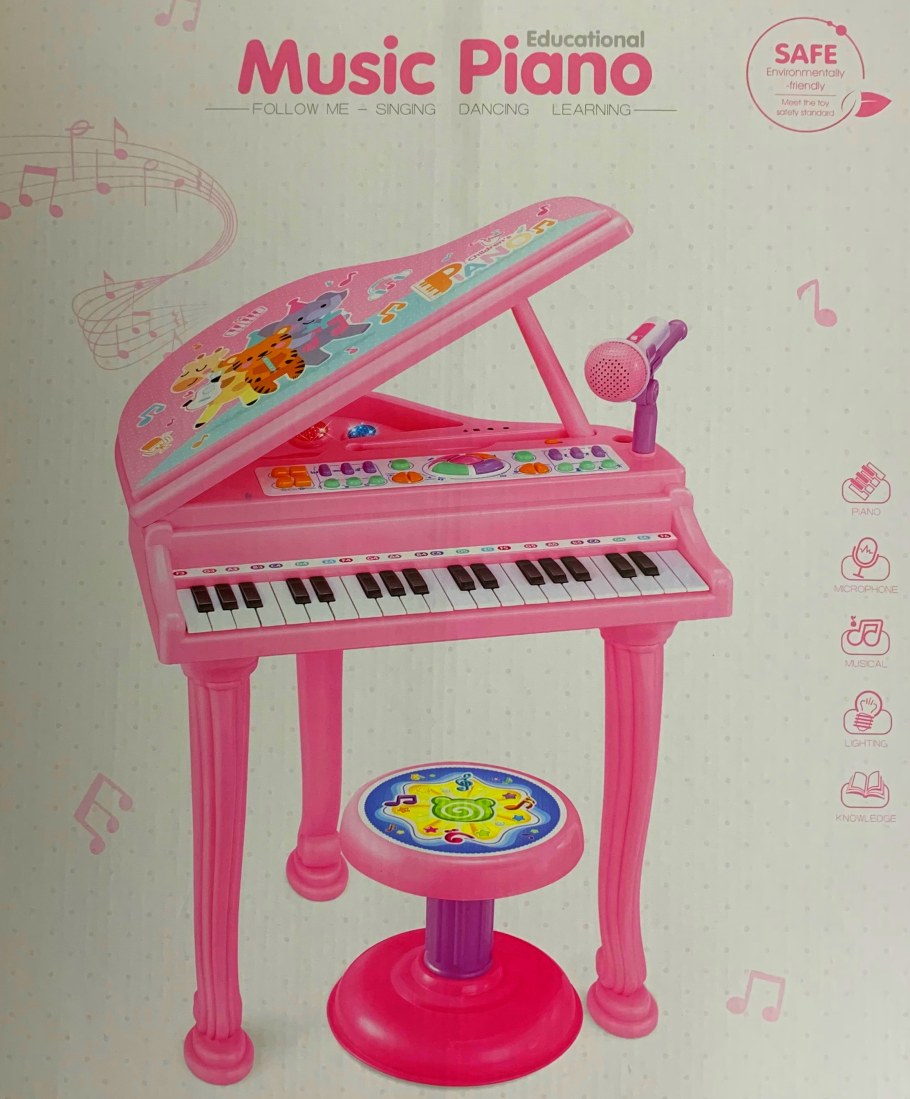 Пианино розовая детская на ножках