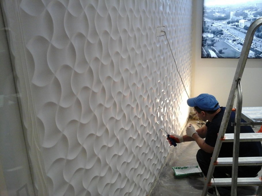 Монтаж гипсовых 3д панелей