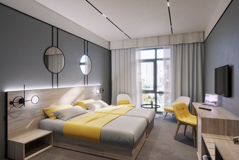 Интерьер гостиничного номера проект