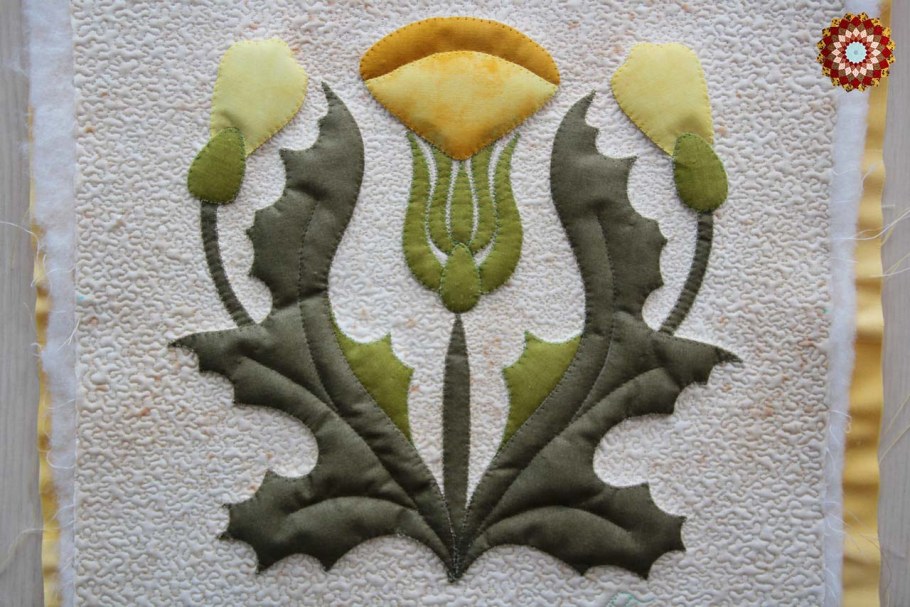 Аппликация из ткани одуванчик