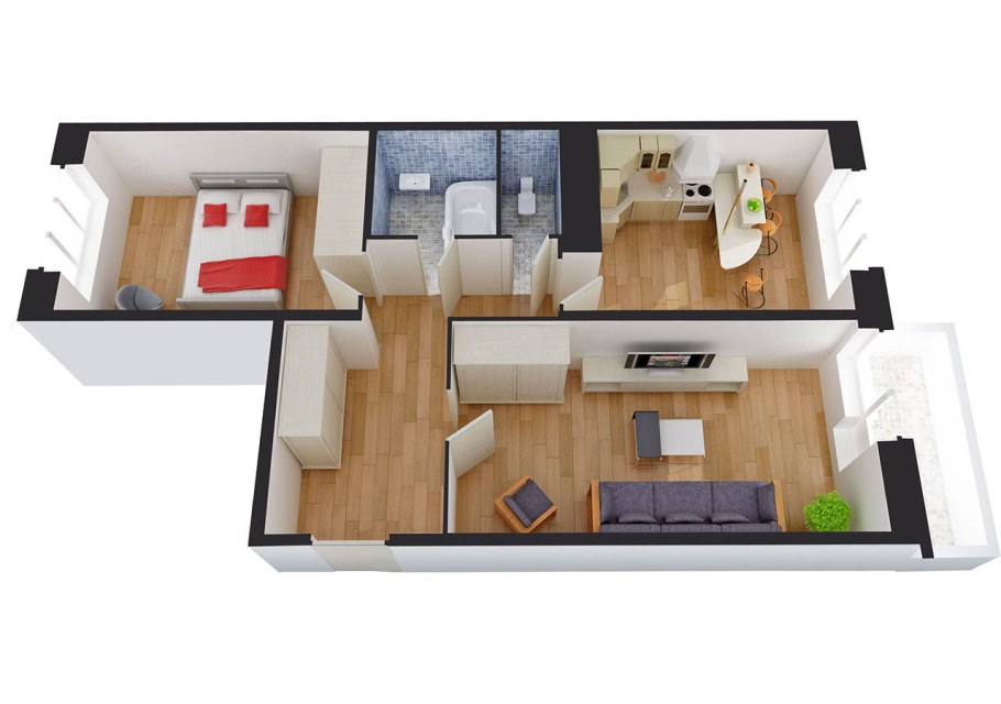 Планировка 2х комнатной квартиры