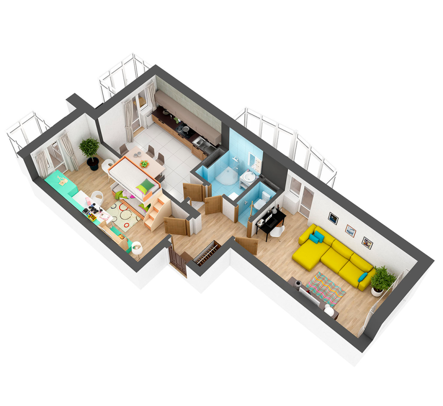 Планировка евротрешка распашонка