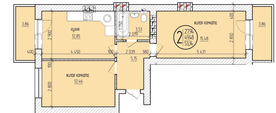 Планировка распашонка двухкомнатная 60кв