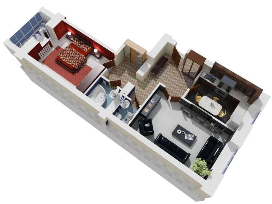 Планировка 2х комнатной квартиры распашонки