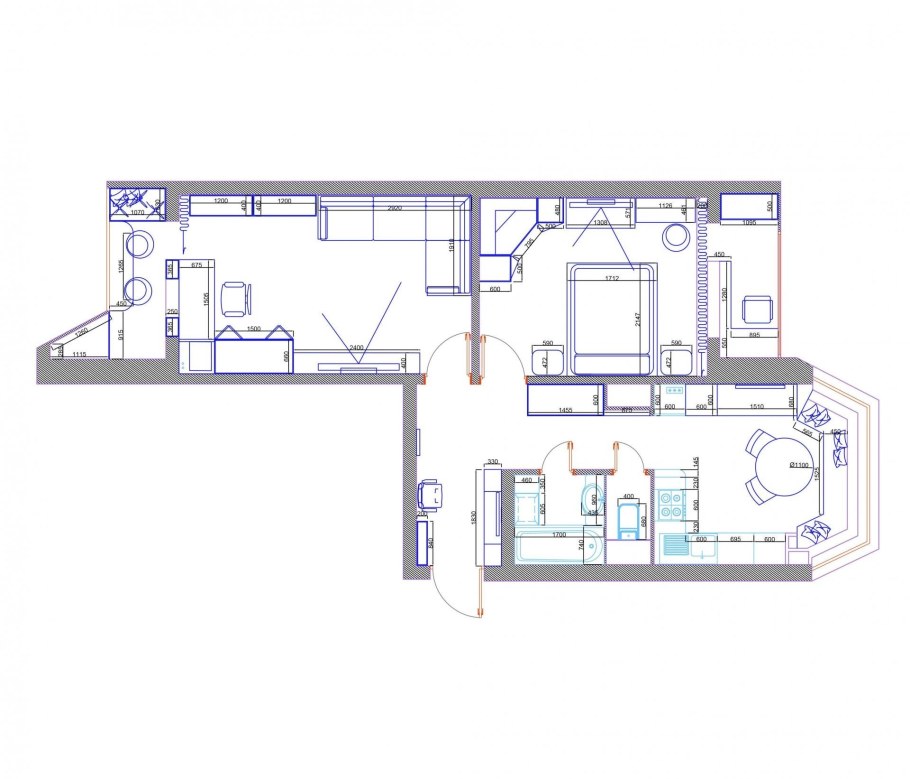 Планировка двушки распашонки 60 кв.м