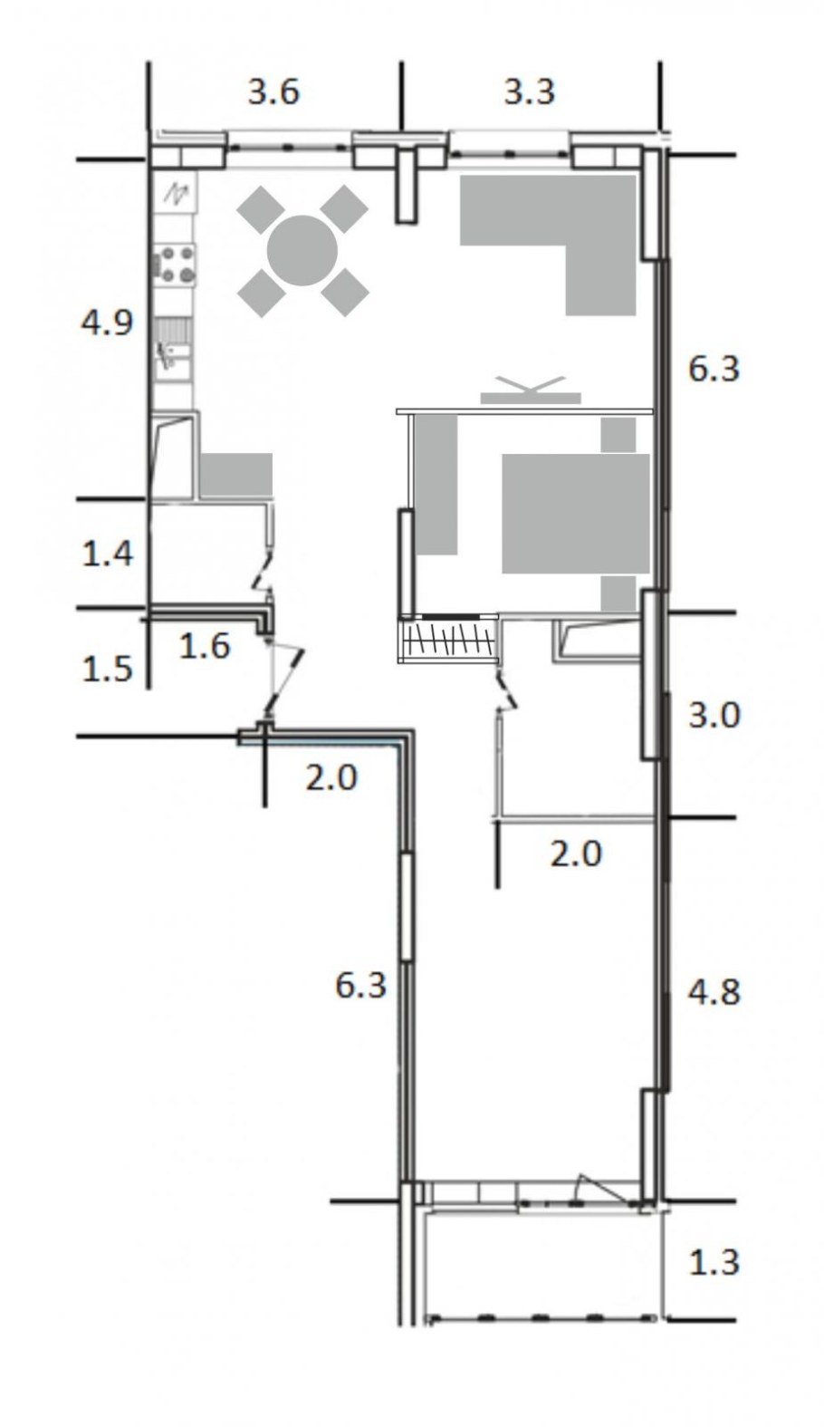 Перепланировка 2 комнатной квартиры в хрущевке трамвайчик