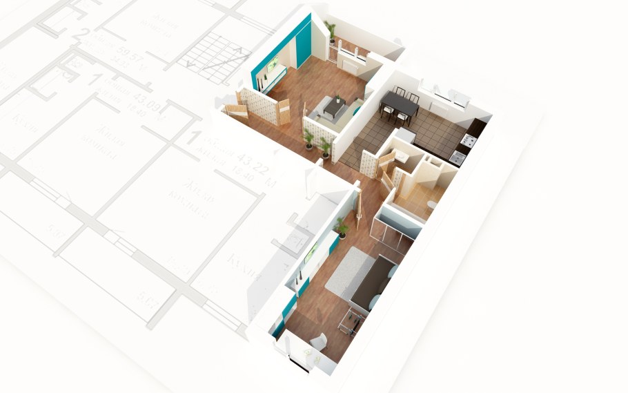 Планировка распашонка двухкомнатная 60кв