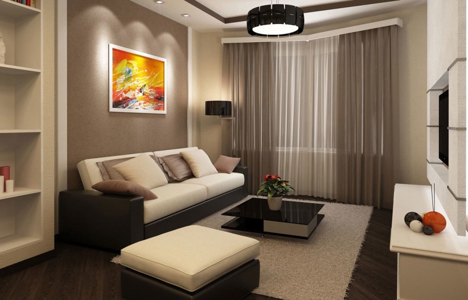 Интерьер комнаты в однокомнатной квартире