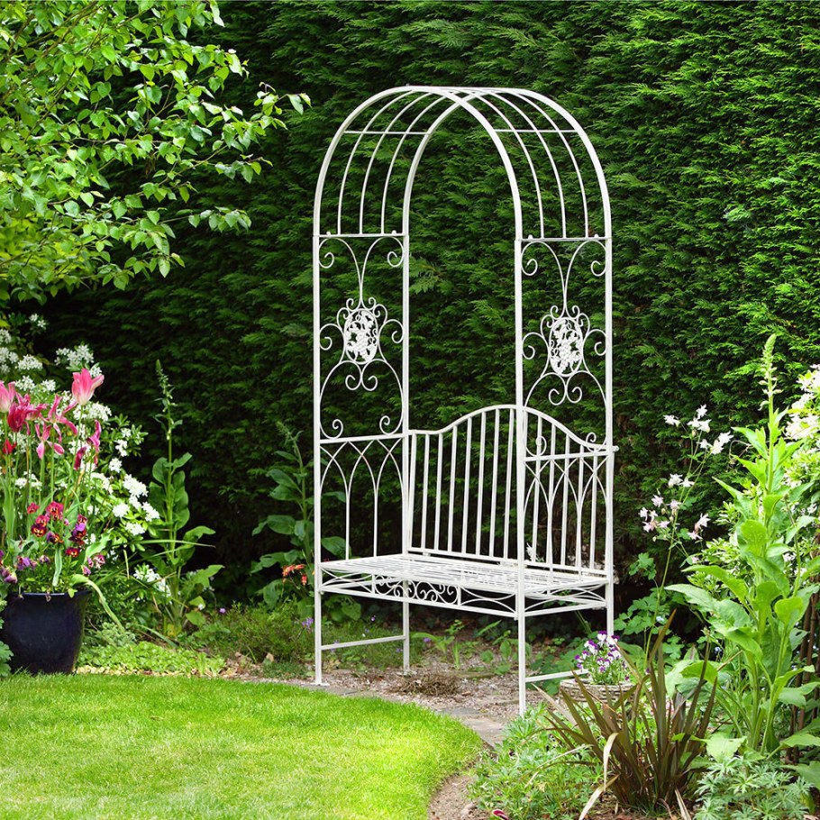 Металлические белые перголы для сада