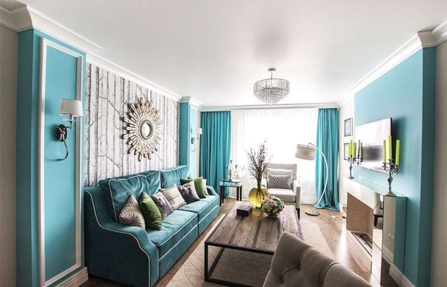 Гостиные в бирюзовых тонах