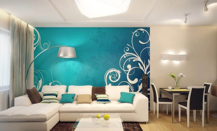 Гостиная в бирюзовых тонах